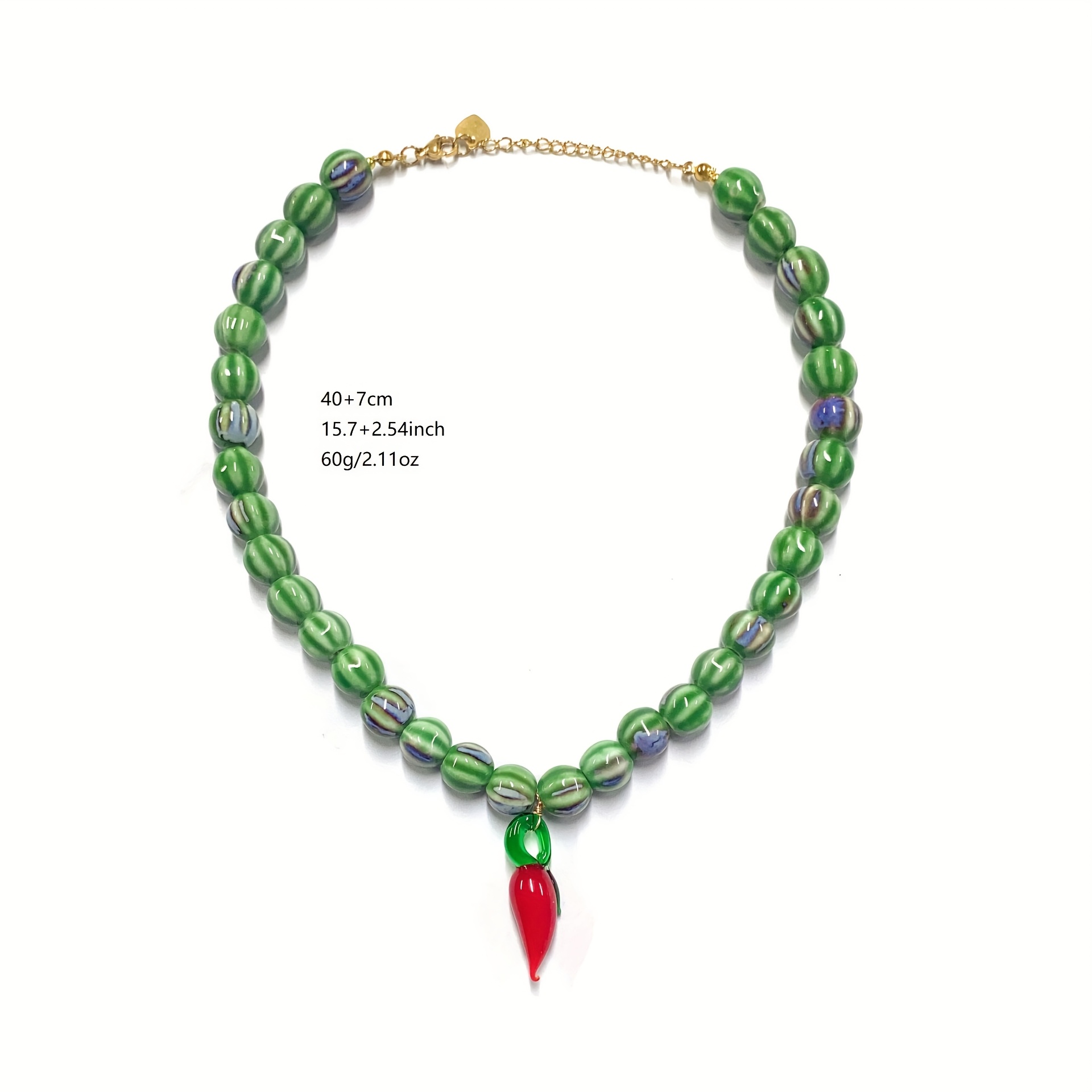 Women's Ceramic Mixed Beaded Chili Pepper Necklace